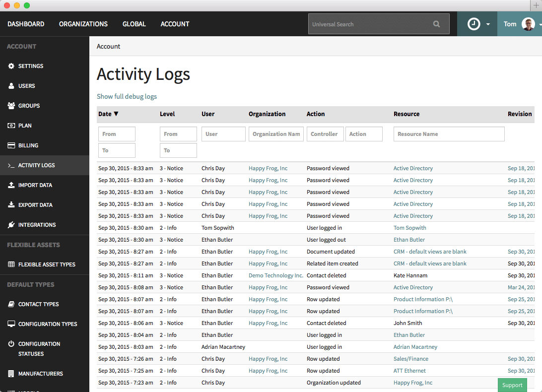 itglue activity logs